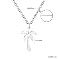 Classic stainless steel necklace with coconut tree pendant and size measurements - Silver Palm Tree Style (NE2H8801S)