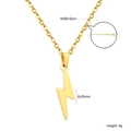 Detail of 18k gold plated lightning bolt necklace with chain dimensions and material stamp - Gold Lightning Style (NE2H5801G)