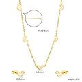 Golden stainless steel jewelry set featuring white heart pendants with necklace and earrings - Gold Heart Shell Style (SE26900AG)