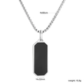 Dettaglio catena in acciaio da 60cm e ciondolo rettangolare nero da 14x32mm per uomo - Catena Box con Pendente Targhetta Nera Argento (NE2H830BS)