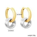 Close-up of mixed metal hoop earrings with 12mm dimensions and 8.8g weight specs - Gold Silver Contrast Thick Hoop Style (EA5D8101M)