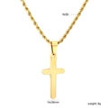 Dettaglio del ciondolo a croce dorata 14x28mm con catena a fune e misure indicate - Pendaglio Croce Oro (NE2H6501G) / Lunghezza Catena 55cm / Peso 8g