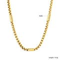 Collana a catena box in acciaio inossidabile placcato oro 18k con accenti cilindrici - Catena Box con Accenti Cilindrici Oro (N5009101G)