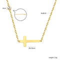 Collier en acier inoxydable doré avec croix et zircon blanc, longueur 45+5cm - Croix Latérale Avec Zircon Unique (NE2H820AG)
