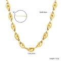 Macro detail of 40+5cm golden coffee bean link chain necklace with lobster clasp - Gold Coffee Bean Link Chain Style (NE2H7501G)