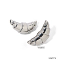 Detailed view of silver croissant stud earrings showing 17x28mm size and 7g weight - Silver Croissant Style (ES000006S)