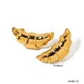 Golden croissant dome earrings in polished stainless steel, size 17x28mm and 7g weight - Gold Croissant Style (ES000006G)