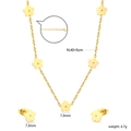 Set collana e orecchini a fiore in acciaio inossidabile placcato oro 18k lucido - Stile Fiore a Cinque Petali Dorato (SE26940AG)
