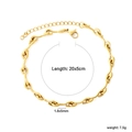 Gold plated stainless steel anklet with retro red stone charms and adjustable chain - Wavy Long Link Chain Style (AS000001G)
