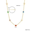 Minimalist gold necklace with colorful round crystals and dimensions of 40+5cm - Colorful Round Zirconia Style (NE2H640MG)