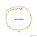 Minimalist 18k gold plated Figaro anklet with lobster clasp for women, 3.5mm width - Figaro Chain Style (AS000002G)