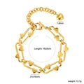 18k vergulde hartjesarmband met ovale schakels en een verstelbare sluiting - Hart / Gouden Hart Stijl (BS000002G)