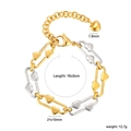 Minimalistische tweekleurige roestvrijstalen armband met hartmotieven en paperclipstijl - Hart / Tweekleurige Hart Stijl (BS000002M)