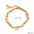 18k vergulde roestvrijstalen visarmband met karabijnsluiting en verlengketting - Visvorm / Gouden Vis Stijl (BS000003G)