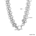 Dettaglio macro della collana in acciaio inossidabile da 13,5mm con chiusura OT e specifica N:40 - Stile Cilindro Ad Anelli Multistrato (NE2H6801S)