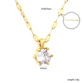 Gold stainless steel leaf chain necklace with a 6-prong set cubic zirconia pendant - Gold Six-Prong Solitaire Style (NE2G810AG)