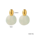 Retro irregular oval 18k gold and acrylic hoop earrings showing size 13x20mm and 34mm - Light Green Marble Style (ES00001GG)