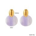 Retro irregular oval earrings with lavender resin discs in 18k gold plating - Purple Marble Style (ES00001VG)