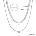 Zweilagige Edelstahlhalskette mit 1mm und 3mm Schlangenketten und Perlenverzierung - 3mm Plus 1mm Doppel Schlangenkette (NE2H7201S) / Silber