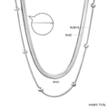 Detailansicht der doppellagigen Edelstahl-Schlangenkette mit verstellbarem Verschluss - 4mm Flache Schlangenkette Mit Perlenkette (NE2H7001S) / Silber