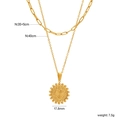 Zweilagige goldene Edelstahlhalskette mit Büroklammerkette und Herzanhänger - Gold Doppellagig Herz Runde Platte Stil (NS000012G)