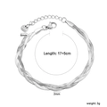 Detail van 6mm drievoudige visgraatketting armband van roestvrij staal met verlenging - Breedte 6mm/Lengte 17+5cm / Zilveren 3-strengs Gevlochten Stijl (BC209317S)