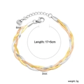 Gedetailleerde weergave van driekleurige gevlochten slangenkettingarmband met verlengkettinkje - Breedte 6mm/Lengte 17+5cm / Driekleurige Gevlochten Stijl (BC209317M)