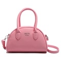 Pink striped shell-shaped handbag with top handles and adjustable shoulder strap - Pink