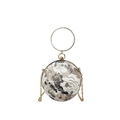 Spherical evening bag with cream floral lace, gold rhinestone handle and chain strap - Black