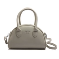 Borsa a tracolla beige crema in pelle testurizzata con manici e tracolla - Beige