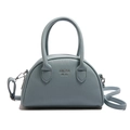 Borsa a mano azzurra in pelle martellata con foulard di seta e tracolla rimovibile - Blu