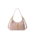 Pink niche design dumpling bag with gold twist lock and textured finish in variant pink - Pink