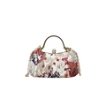 Vintage floral evening clutch with golden handle and diamond clasp in jacquard fabric - Red