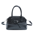 Fashionable black shell handbag with belt buckle detail and adjustable strap - Black