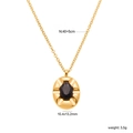 Collar de oro 18k con colgante ovalado de circón negro y textura radiante en cadena O - Estilo de Piedra Negra con Patrón Radiante (NS000004G)