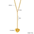 Collier en Y en acier doré avec perle de 6mm et pendentif en forme de cœur évidé - Collier en Y Coeur Creux en Perle (NS000016G)