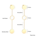 Detail view of gold plated stainless steel drop earrings with dimensions and chain lengths - Gold Ring and Disc Combination Tassel Style (EA546901G)