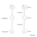 Detailed dimensions of stainless steel drop earrings with antiallergic disk charms - Ring and Disc Combination Tassel Style (EA546901S)