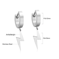 Details von Blitz-Ohrringen aus Edelstahl mit 12mm Creolen und 19mm Blitz-Anhänger - Silber Stil (EA544601S)