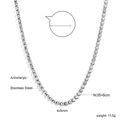 Détail du collier tennis ovale en acier inoxydable avec une chaîne réglable de 35+6cm - Style Argent (NE2D000AS)
