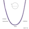 Détail du collier de tennis en zircone violette 4x5mm avec chaîne réglable en acier inoxydable - Style Violet (NE2D000CS)