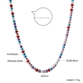 Multi-color oval cut rhinestone tennis necklace in stainless steel with size dimensions - Multicolor Style (NE2D000MS)