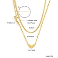 Détails du collier double rang en acier inoxydable doré avec charms Love et cœur - Or (NE2D3101G)