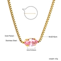 Detail of 18K gold plated stainless steel necklace with marquise pink gemstone pendant - Pink (NE2C280FG)