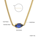Dettaglio catena box in acciaio inossidabile placcato oro 18K con ciondolo marquise blu - Blu Scuro (NE2C280IG)