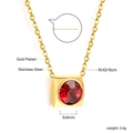 Detail of 18K gold plated necklace showing 8x8mm square red gemstone and dimensions - Gold-Red Zirconia (NE2C270EG)