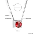 Detail of square 18K gold plated stainless steel necklace with a red crystal pendant - Silver-Red Zirconia (NE2C270ES)