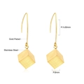 Détails de boucles d'oreilles carrées dorées avec pendentif cube 8mm et crochet 30mm - Style Brossé (EA544702G)