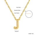 Detailed view of 18K gold plated letter J pendant necklace with dimensions 5x9.6mm - Gold Letter J