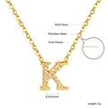 Detail of 18K gold plated stainless steel K-letter pendant with pavé cubic zirconia - Gold Letter K